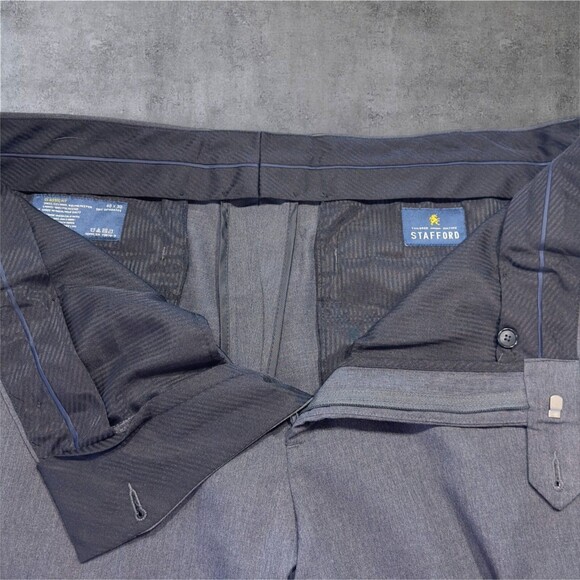 STAFFORD Mens Two Piece Suit 2-Button Blazer Jacket 46L Pant 40Wx30 Gray Wool - Picture 10 of 16